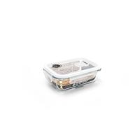 PEBBLY - Recipiente Rectangular de Vidrio para almacenar Alimentos - 650 ml - Almacena, recalienta y transporta Tus Alimentos, 100% hermético y apilable para una Cocina organizada