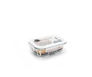 PEBBLY - Recipiente Rectangular de Vidrio para almacenar Alimentos - 650 ml - Almacena, recalienta y transporta Tus Alimentos, 100% hermético y apilable para una Cocina organizada