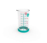 Pebbly - Cristal medidor de precisión de cristal, 200 ml, con base de silicona antideslizante y boquilla vertedora, 4 medidas de líquidos (ml, cl, dl, L) facilita las conversiones - Materiales