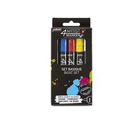 Pébéo 580891 4 Artist Marcador 5 Puntas Aluminio básico Amarillo/Rojo/Azul Oscuro/Negro/Blanco 4 mm