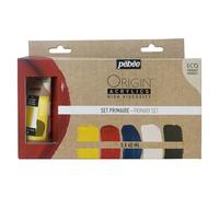 PEBEO 5x60 ml Origin Acrílicos-Estuche Primario, Amarillo, Rojo, Cian, Blanco y Negro