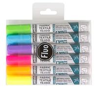 Pébéo 803502 7 A Set de 6 rotuladores telas claras Surtido Neón Punta Redonda 4 Mm), multicolor