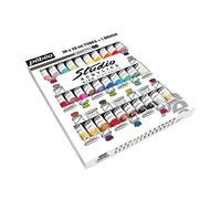 Pébéo 833431 Acrílico fino “Studio Acrylics” Estuche 30 tubos 20 ml surtidos + 1 brocha cerda “beau blanc”, multicolor, Juego de 31 piezas