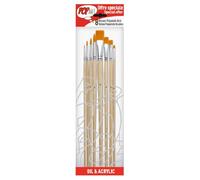 Pébéo 950250 - Juego de Pinceles (8 Piezas, cerdas Doradas de Poliamida, Redondos números 0, 3, 6, 10 y Planos números 2, 6, 10, 14)