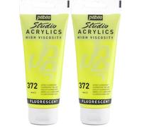 PEBEO - Acrílico Fine Studio - Pintura acrílica Amarillo - Amarillo Fluorescente - 100 ml (Paquete de 2)