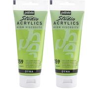 PEBEO - Acrílico Fine Studio - Pintura acrílica Verde-Amarillo - Verde-Amarillo Iridescente - 100 ml (Paquete de 2)