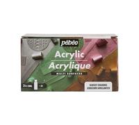 PEBEO - Acrílico Multi Superficies - Set 24 Frascos 59ml Colores Brillantes Surtidos + Accesorios - Kit de Pintura Acrílica para Artista y Principiante - 2 Pinceles - Colores Luminosos y Opacos