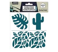 Pébeo - Esténcil Tropical 7A para Fabricas - Se adhiere a la mayoría de los tejidos - Aplicación sin rebabas - Ideal para superficies curvadas - Formato de esténcil textil de 15 X 15 CM