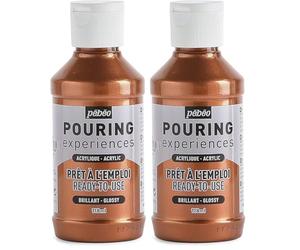 PEBEO Experience-118ml Pouring Experiences-Pintura acrílica premezclada Lista para Usar, Ideal para Arte Fluido, Cobre Metálico, 118 ml, 118 (Paquete de 2)
