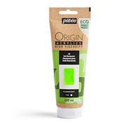 Pebeo - Origin Acrylics 120 ml - Pintura Acrílica Ecodiseñada - Alta Viscosidad - Acabado Fluorescente - Ligante 100% Reciclado - 96% Materias Primas Europeas - Verde Fluorescente