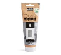 Pebeo - Origin Acrylics 120 ml - Pintura Acrílica Ecodiseñada - Alta Viscosidad - Acabado Metálico - Ligante 100% Reciclado - 96% Materias Primas Europeas - Plata