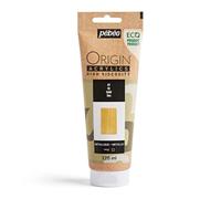 Pebeo - Origin Acrylics 120 ml - Pintura Acrílica Ecodiseñada - Alta Viscosidad - Acabado Metálico - Ligante 100% Reciclado - 96% Materias Primas Europeas - Oro