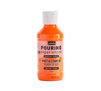 Pebeo Pouring Experience-118ml Experiencias de vertido, Pintura acrílica premezclada Lista para Usar, Ideal para Arte Fluido, Naranja Fluorescente, 118 ml, 118