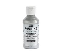 Pebeo Pouring Experience-118ml Experiencias de vertido, Pintura acrílica premezclada Lista para Usar, Ideal para Arte Fluido, Plateado, 118 ml, 118