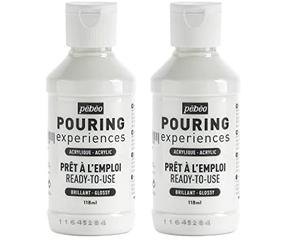 Pebeo Pouring Experience-118ml Experiencias de vertido-Pintura acrílica premezclada Lista para Usar-Ideal para Arte Fluido, Blanco Titanio, 118 ml, 118 (Paquete de 2)