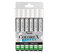 PEBEO - Rotulador Vacío Recargable Colorex - Compatible 56 Colores Multiusos Punta Pincel - Multiherramienta Tinta de Dibujo Todos los Medios - Set de 6 Rotuladores Vacíos