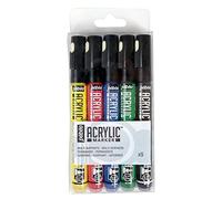 Pébéo Set 5 DECOMARKERS PTE 1.2, Pintura, Negro/Amarillo/Rojo/Azul, Pointe ronde 1,2mm