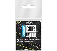Pébéo - Set Setacolor Cuero - Puntas de rotulador para cuero y polipiel - Personalización de zapatos y bolsos -Resistente a arañazos, arrugas y roces -Pack de 3 puntas de repuesto -3 puntas extrafinas