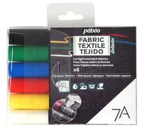 Pebeo Setacolor 7A Permanente Pintura para Tela Opaco Rotulador Set De 6 Colores