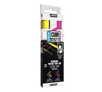 PEBEO - Setacolor Cuero - Marcador Acrílico para Cuero y Polipiel - Personalización Bolsa, Zapato, Zapatilla - Resistencia a los arañazos, pliegues, roces - Punta extrafina - Amarillo y Rosa Fluo