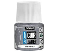 PEBEO - Setacolor Cuero - Pintura acrílica para cuero y polipiel - Personalización bolso, zapato, zapatilla - Resistencia a arañazos, pliegues, roces - Efecto purpurina - Purpurina plateada - 45 ml