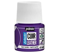 Pebeo -Setacolor Cuero -Pintura acrílica para cuero y polipiel -Personalización de bolsos, zapatos, zapatillas -Resistente a arañazos, dobleces y roces -Acabado mate/satinado -Violeta Berenjena -45 ml
