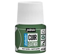 Pebeo - Setacolor Cuero - Pintura acrílica para cuero y polipiel - Personalización de bolsos, zapatos, zapatillas - Resistente a arañazos, dobleces y roces - Acabado mate/satinado - Verde caqui -45 ml