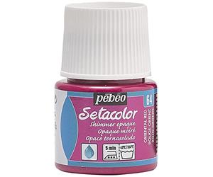 Pébéo - Setacolor - Pintura para Tejidos y Telas opacos- Alta Cobertura - Efecto Iridiscente - Frasco 45 ml, Rojo Oriental Iridiscente