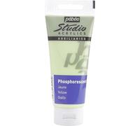 Pébéo - Studio Acrílics 100 ml Gel fosforescente amarillo - Enlace acrílico pintura fosforescente autoluminiscente - Amarillo 100 ml