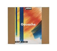 Pébéo Studio XL Gouache – Estuche 24 tubos 20 ml, colores surtidos, pinceles, espátula y cartulina