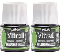 PEBEO Vitrail Vidriera (Cristal, Efecto Pintura para Telas claras (45 ml), Color Verde Oscuro, Verde Oscuro (Paquete de 2)