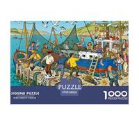 Pecado en el Pueblo pesquero Puzzle De Madera Impermeable DIY Puzzles De 1000 Piezas para Adultos Colorido Rompecabezas Juegos Desafiantes