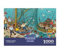 Pecado en el Pueblo pesquero Puzzle De Madera Impermeable DIY Puzzles De 1000 Piezas para Adultos Desafiante Y Estimulante Rompecabezas para Juegos Desafiantes