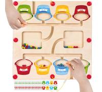 peccera Juego magnético laberinto, juguete Montessori a partir de 3 años - Juguete magnético para 2 personas, juego magnético, juguete de madera, juguete para niños, aprendizaje de colores y números