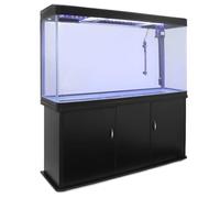 Pecera Acuario 300 litros para Peces de Agua Dulce,Tropicales + Marinos con Mueble Negro,Calentador 300W Ajustable,Filtro,Bomba de Aire,Zona Observación 180º + Luz LED, 2 Años Garantía Eléctrica