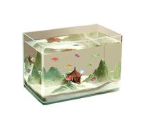pecera Acuario de Vidrio con Borde Curvo for Sala de Estar, pequeño Escritorio, Transparente, Caja de cría for Peces(20cm)