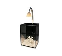 pecera Acuario de Vidrio for Peces pequeños, de Escritorio, con Luces, for Oficina, con Parte Trasera Negra, Mini decoración for el hogar.