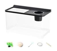 Pecera Betta, iniciador de Acuario LED, Cuenco hidropónico de Escritorio, Luces Que cambian de Color, pequeño Recipiente Decorativo para Peces para el hogar, Oficina, Dormitorio, Entrada, Mesa,
