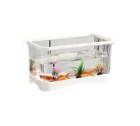 pecera Caja de acrílico Transparente for pecera pequeña, for Sala de Estar, Escritorio del hogar(White,31.5 * 21 * 16.5cm)