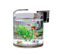 Pecera de Acuario Transparent Glass Fish Aquarium Living Room Office Desktop Cylindrical(20x20cm)