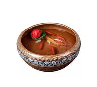 Pecera de cerámica para el hogar, maceta retro para sala de estar, pecera dorada, patio, tortuga, tanque de cristal (L)