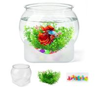 Pecera de plástico Beta para peces, resistente a los arañazos e inastillable, mini tanque hidropónico de escritorio para peces dorados (0.92 galones/3.5 L)