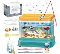 Pecera Juego da Juguetes da PláStico para Peces Lindo Juguete da AlimentacióN Realista MagnéTico Pecera con Sonido Y Luz 3 Modos AlimentacióN USB Acuario Falso con CañA da Pescar Botella da Red