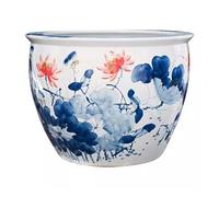 Pecera Pecera de cerámica China Pintada a Mano, Lavabo de nenúfares, Tanque de Loto, Tanque de Tortugas, Sala de Estar, Tanque de Agua Grande al Aire Libre, Patio Acuario (Size : S)