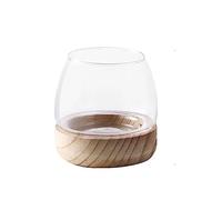 pecera Pecera Tanque de Acuario Redondo Vidrio Transparente con Base Madera ecológico Peces Ornamentales Simple Especial for Acuarios pequeños(Medio)