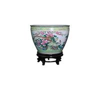 pecera Peonía de cerámica de peonía Pastel Pintada a Mano, Tanque de Tortuga for el hogar, Sala de Estar, Patio, Adornos de Maceta de Loto Pecera Moderna (Size : S)