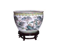 Pecera Pequeña Pecera Retro for el hogar, pecera de cerámica Pintada a Mano, Sala de Estar, caligrafía y Pintura, Patio, Tanque de Tortuga al Aire Libre Kit De Pecera(L)