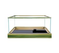 pecera Transparent Glass Aquarium with Decorative Border Living Room Office Ornamental Desktop Fish Tank Turtle(43x26x21cm)