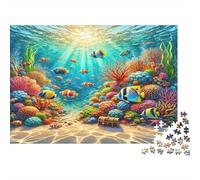 Peces Arrecife de Coral Puzzle de 1000 Piezas Papel para Adultos Escena Submarina Soleada Juego de Puzzle 1000 Piezas Relajación Decoración Hogar Regalo 52x38cm/1000pcs