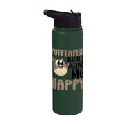 Peces globo Make Me Happy You Not So Much Funny Pufferfishes Stainless Steel Insulated Water Bottle